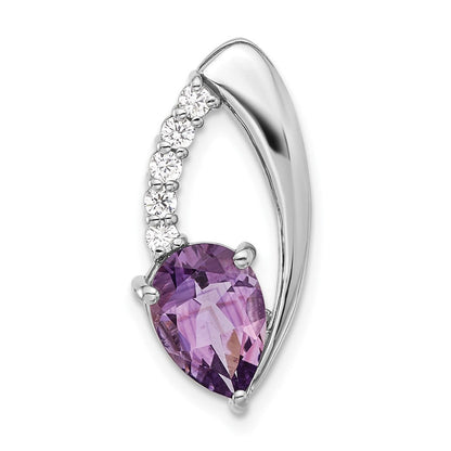 Sterlingsilber Rhodiniert Amethyst und Zirkonia Kette Anhänger