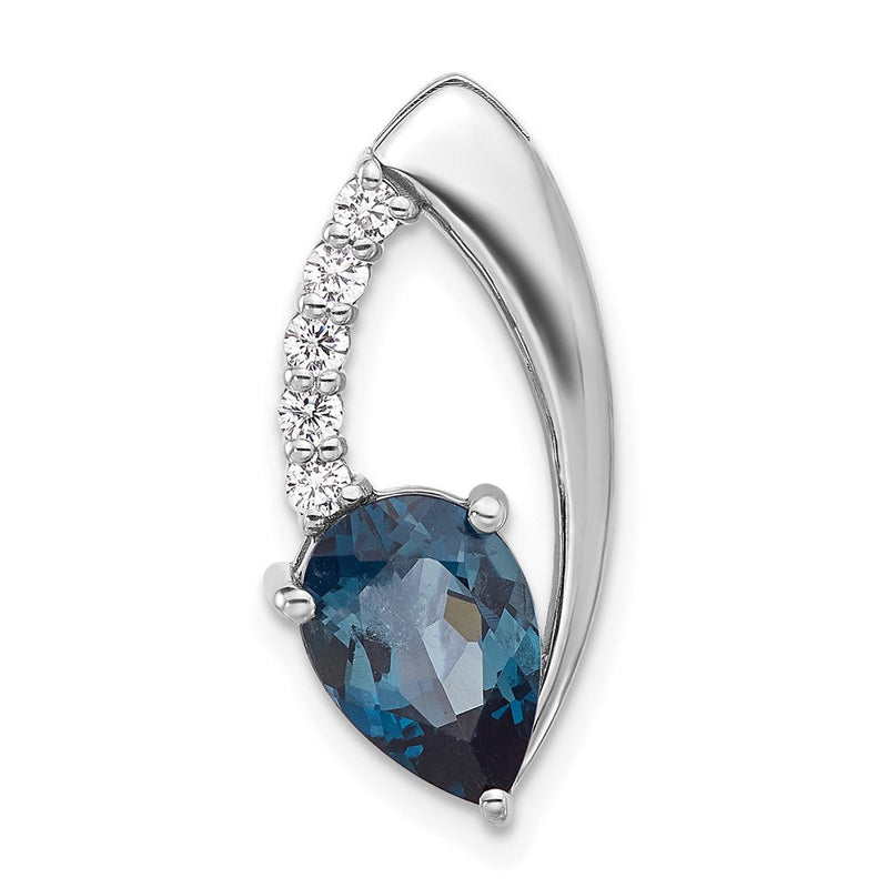 Sterlingsilber Rhodiniert London Blautopas und Zirkonia Kette Anhänger