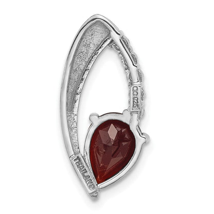 Sterlingsilber Rhodiniert Granat und Zirkonia Kette Anhänger