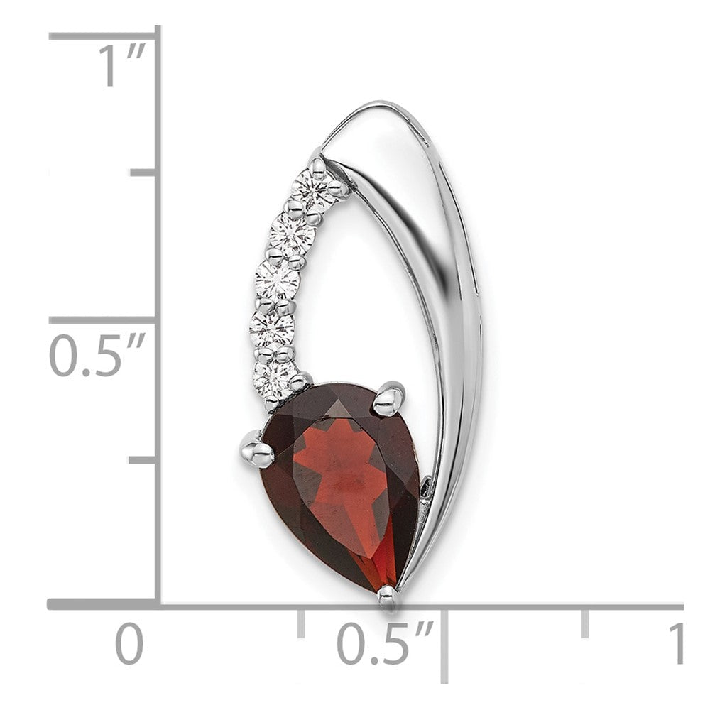 Sterlingsilber Rhodiniert Granat und Zirkonia Kette Anhänger