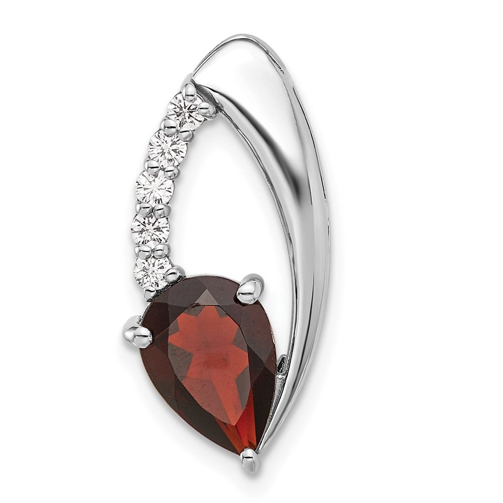 Sterlingsilber Rhodiniert Granat und Zirkonia Kette Anhänger