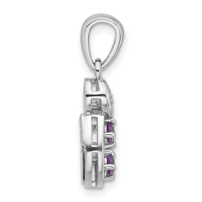 Sterlingsilber Rhodiniert Amethyst und Zirkonia Wirbel Anhänger
