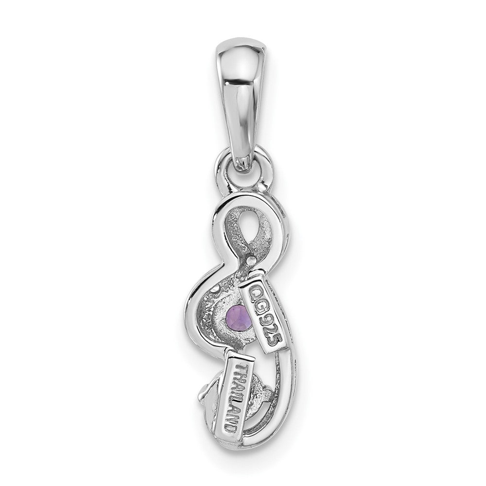 Sterlingsilber Rhodiniert Amethyst und Zirkonia Wirbel Anhänger