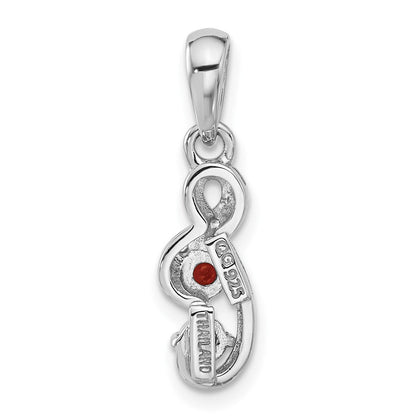 Sterlingsilber Rhodiniert Granat und Zirkonia Wirbel Anhänger
