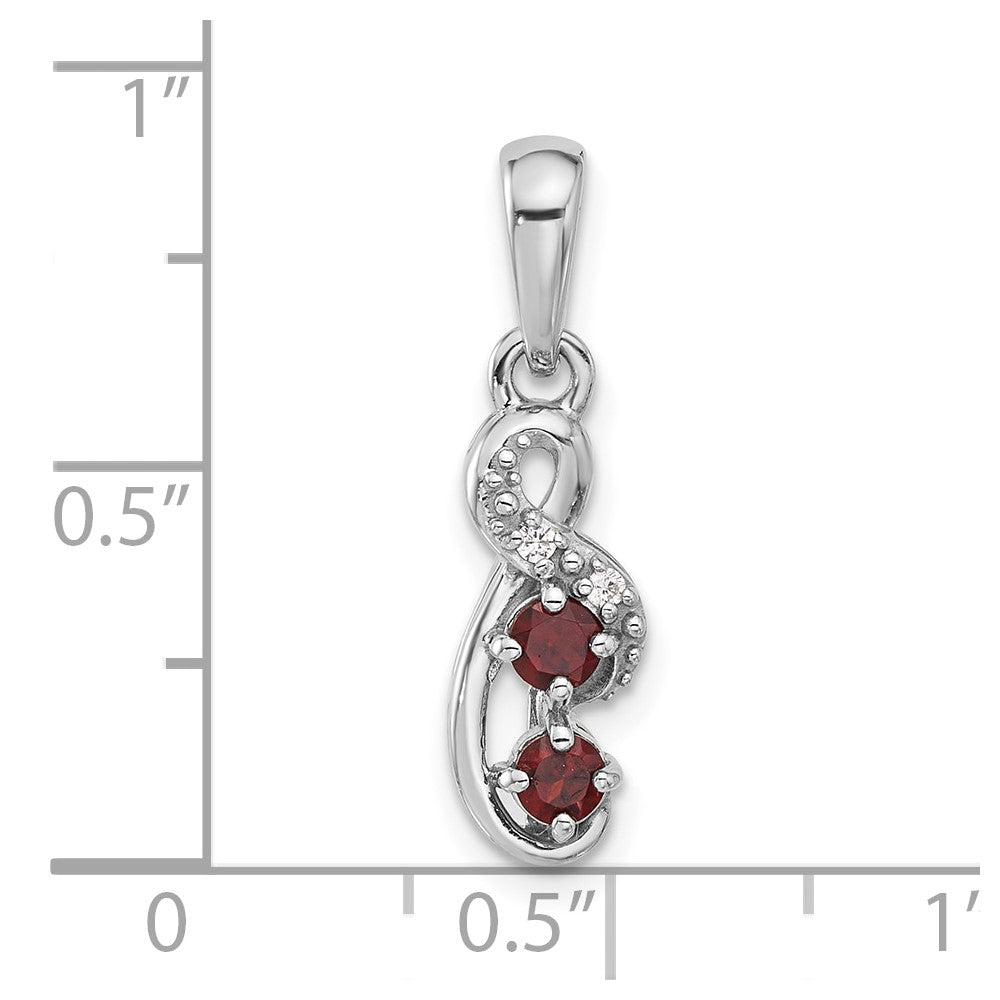 Sterlingsilber Rhodiniert Granat und Zirkonia Wirbel Anhänger