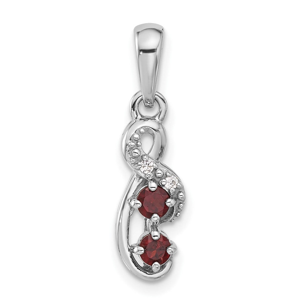 Sterlingsilber Rhodiniert Granat und Zirkonia Wirbel Anhänger