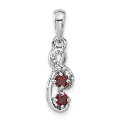 Sterlingsilber Rhodiniert Granat und Zirkonia Wirbel Anhänger