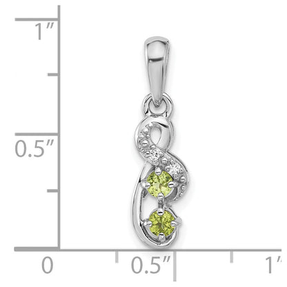 Sterlingsilber Rhodiniert Peridot und Zirkonia Wirbel Anhänger