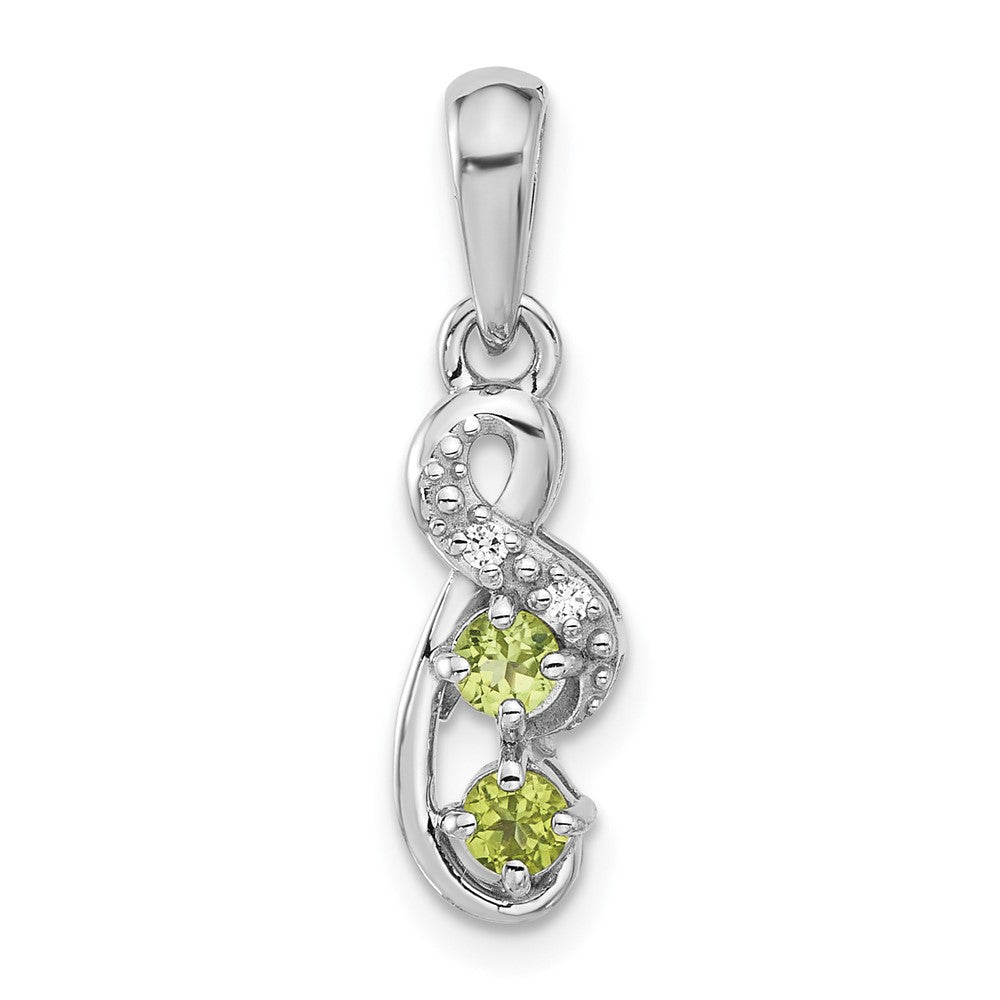 Sterlingsilber Rhodiniert Peridot und Zirkonia Wirbel Anhänger