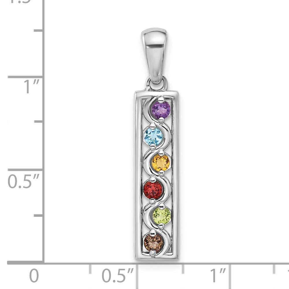 Sterlingsilber Rhodiniert Regenbogen Multi Edelstein Anhänger