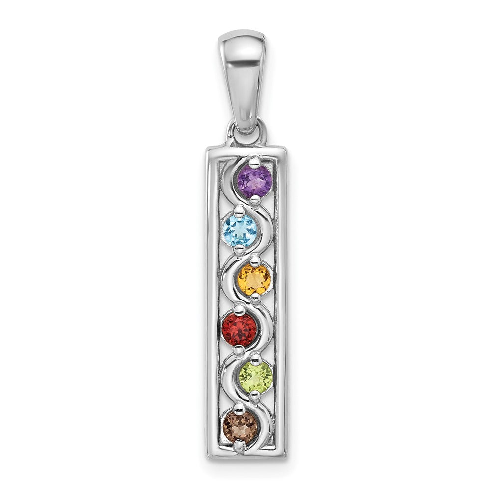 Sterlingsilber Rhodiniert Regenbogen Multi Edelstein Anhänger