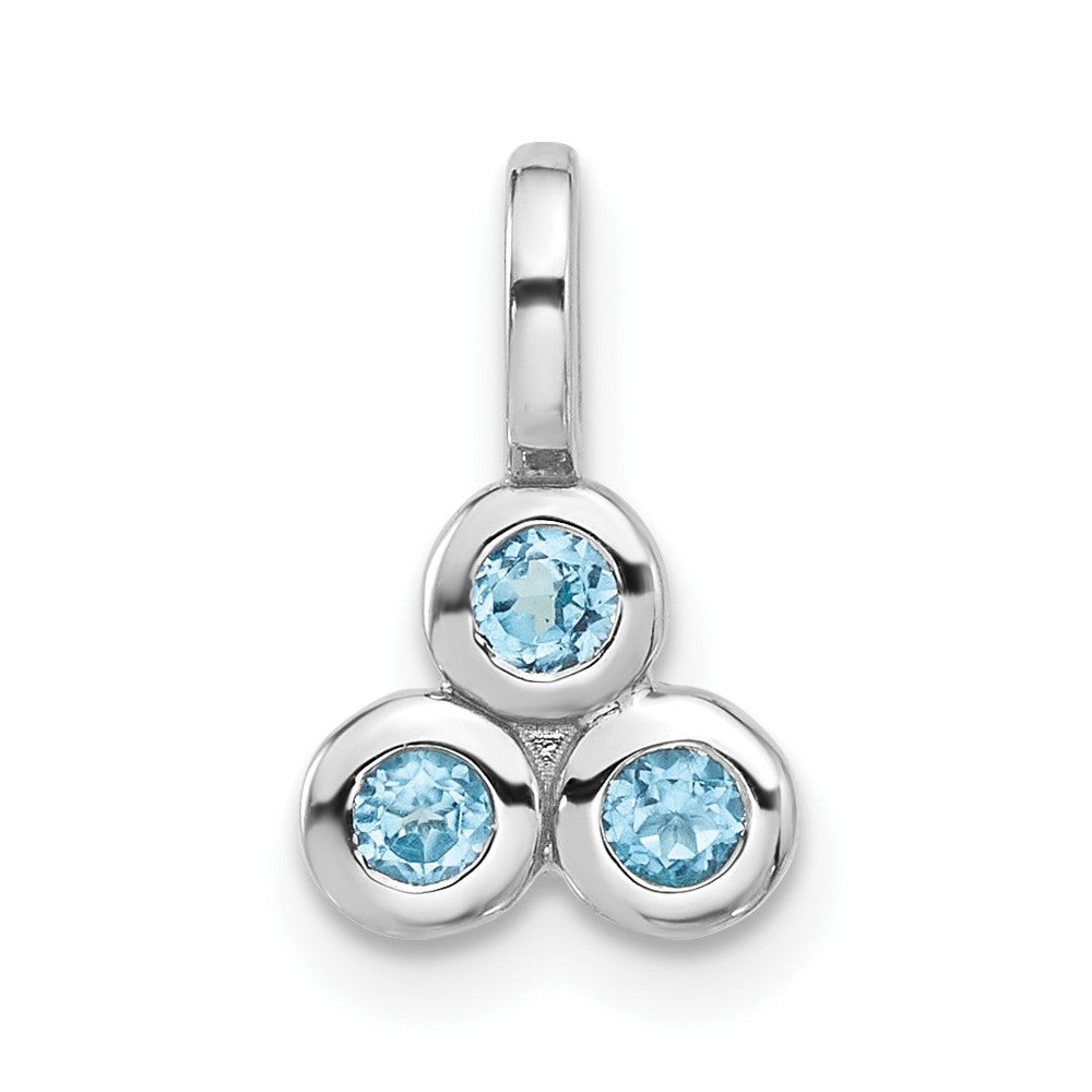 Sterlingsilber Rhodiniert Licht Schweizer Blautopas Anhänger