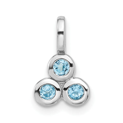 Sterlingsilber Rhodiniert Licht Schweizer Blautopas Anhänger
