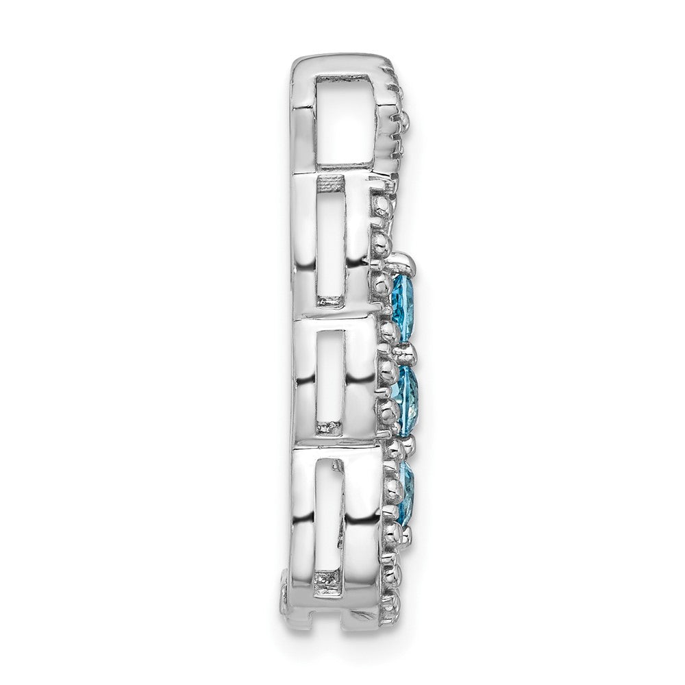 Sterlingsilber Rhodiniert Licht Schweizer Blautopas Kette Anhänger