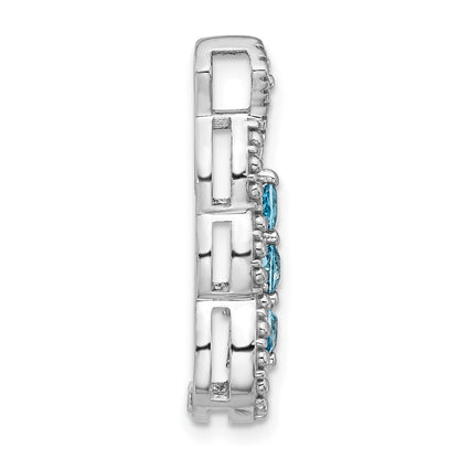 Sterlingsilber Rhodiniert Licht Schweizer Blautopas Kette Anhänger