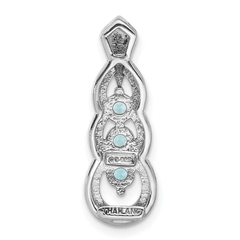 Sterlingsilber Rhodiniert Licht Schweizer Blautopas Kette Anhänger