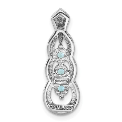 Sterlingsilber Rhodiniert Licht Schweizer Blautopas Kette Anhänger