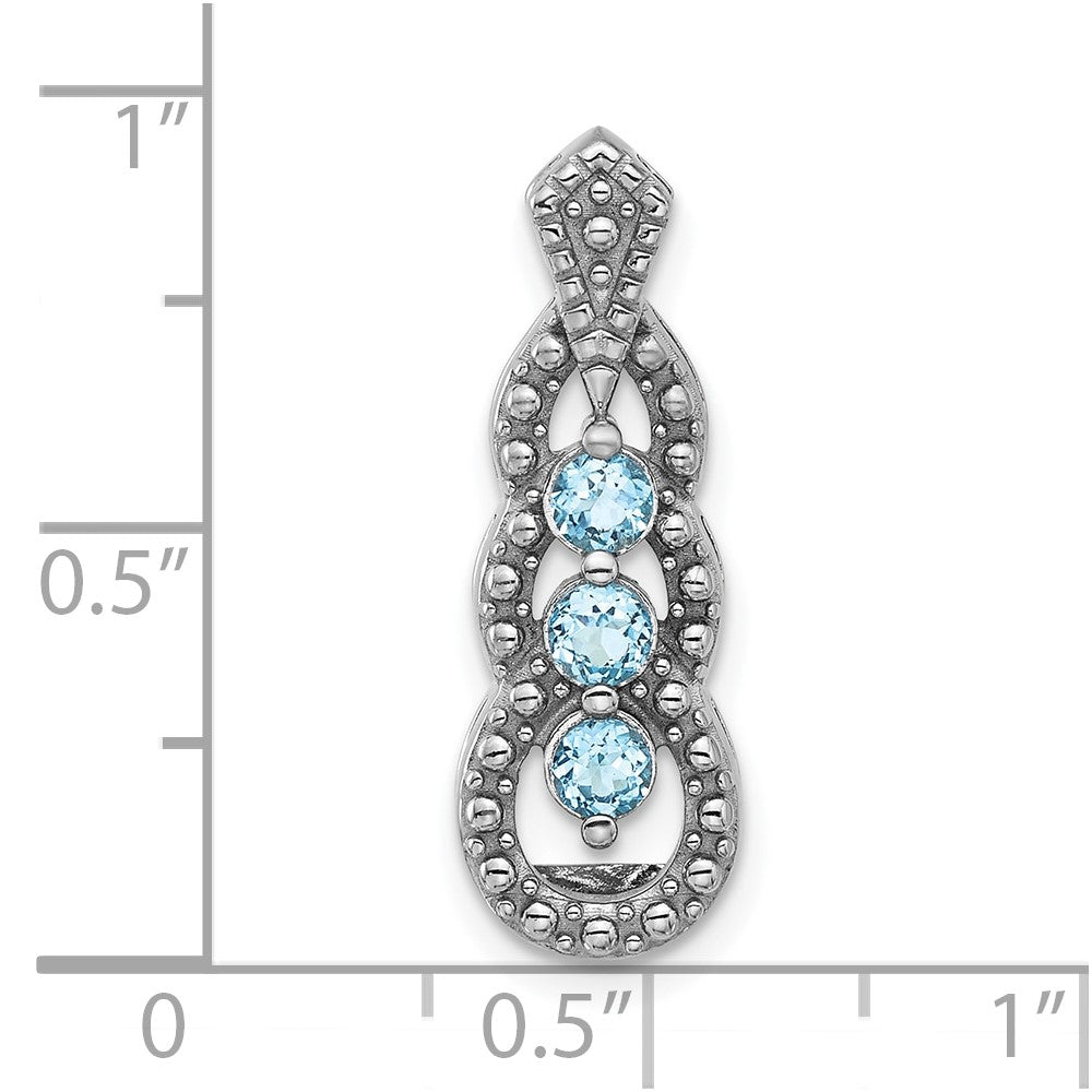 Sterlingsilber Rhodiniert Licht Schweizer Blautopas Kette Anhänger
