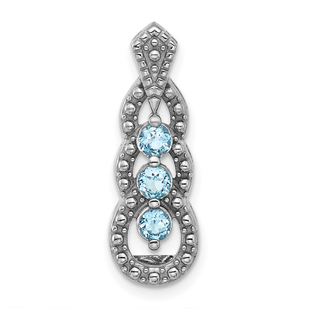 Sterlingsilber Rhodiniert Licht Schweizer Blautopas Kette Anhänger