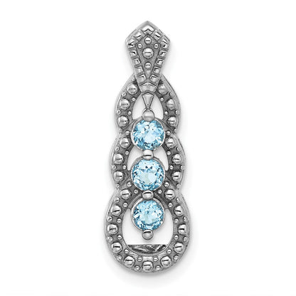 Sterlingsilber Rhodiniert Licht Schweizer Blautopas Kette Anhänger