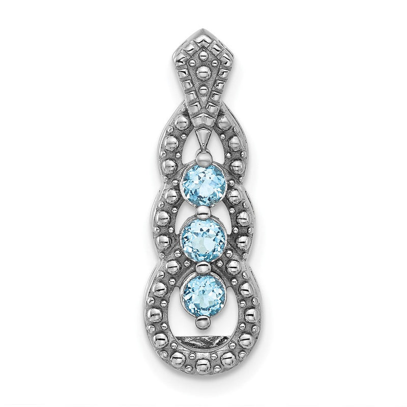 Sterlingsilber Rhodiniert Licht Schweizer Blautopas Kette Anhänger