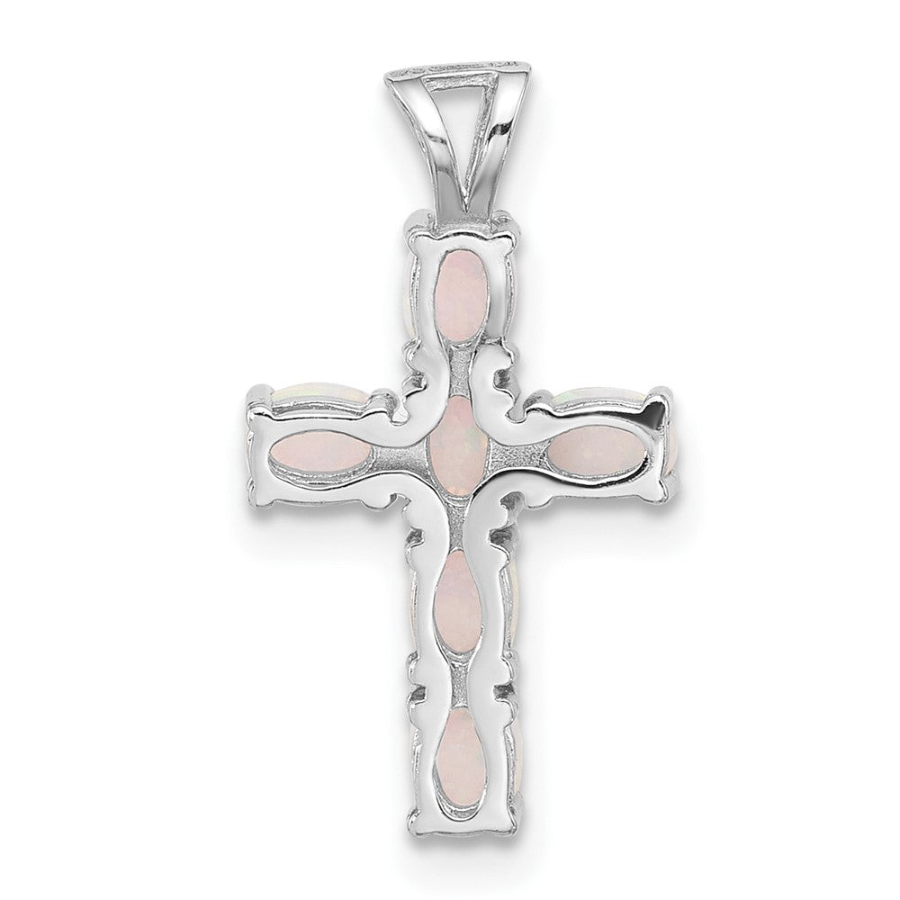 Sterlingsilber Glanz Platin-beschichtet Erzeugt Opal Kreuz Anhänger