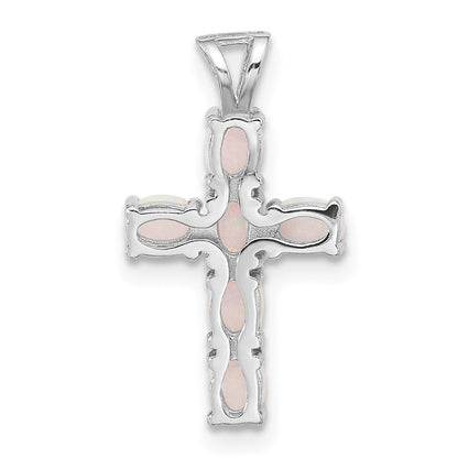 Sterlingsilber Glanz Platin-beschichtet Erzeugt Opal Kreuz Anhänger