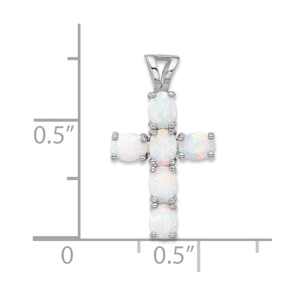 Sterlingsilber Glanz Platin-beschichtet Erzeugt Opal Kreuz Anhänger
