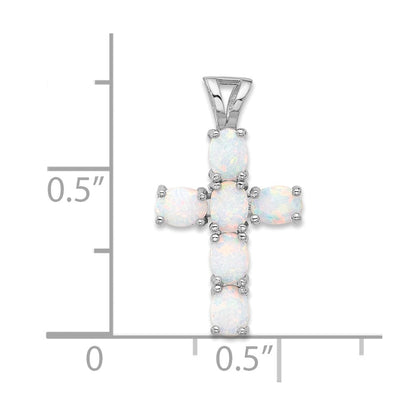 Sterlingsilber Glanz Platin-beschichtet Erzeugt Opal Kreuz Anhänger