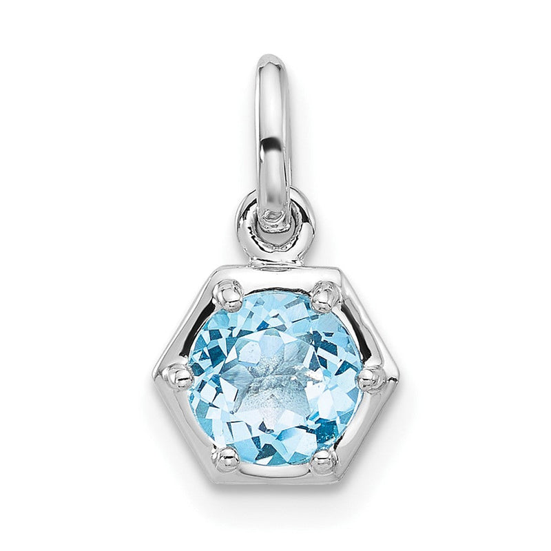Sterlingsilber Rhodiniert Poliert Solitär Himmel Blautopas Charm Anhänger