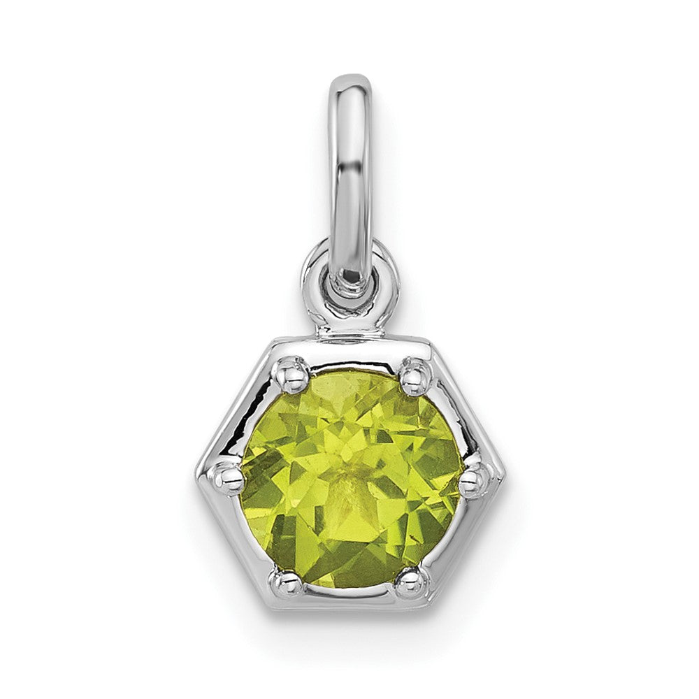 Sterlingsilber Rhodiniert Poliert Solitär Peridot Charm Anhänger