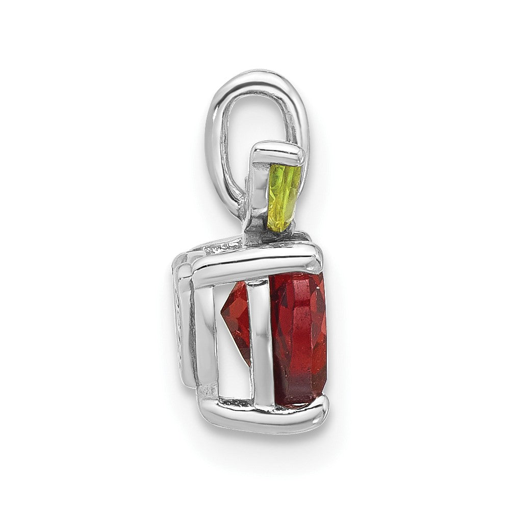 Sterlingsilber Rhodiniert Granat und Peridot Apple Anhänger