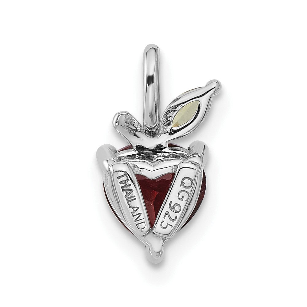 Sterlingsilber Rhodiniert Granat und Peridot Apple Anhänger