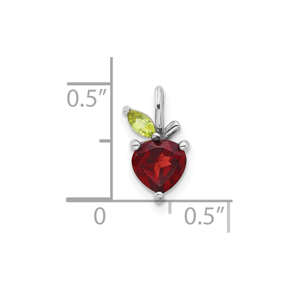 Sterlingsilber Rhodiniert Granat und Peridot Apple Anhänger