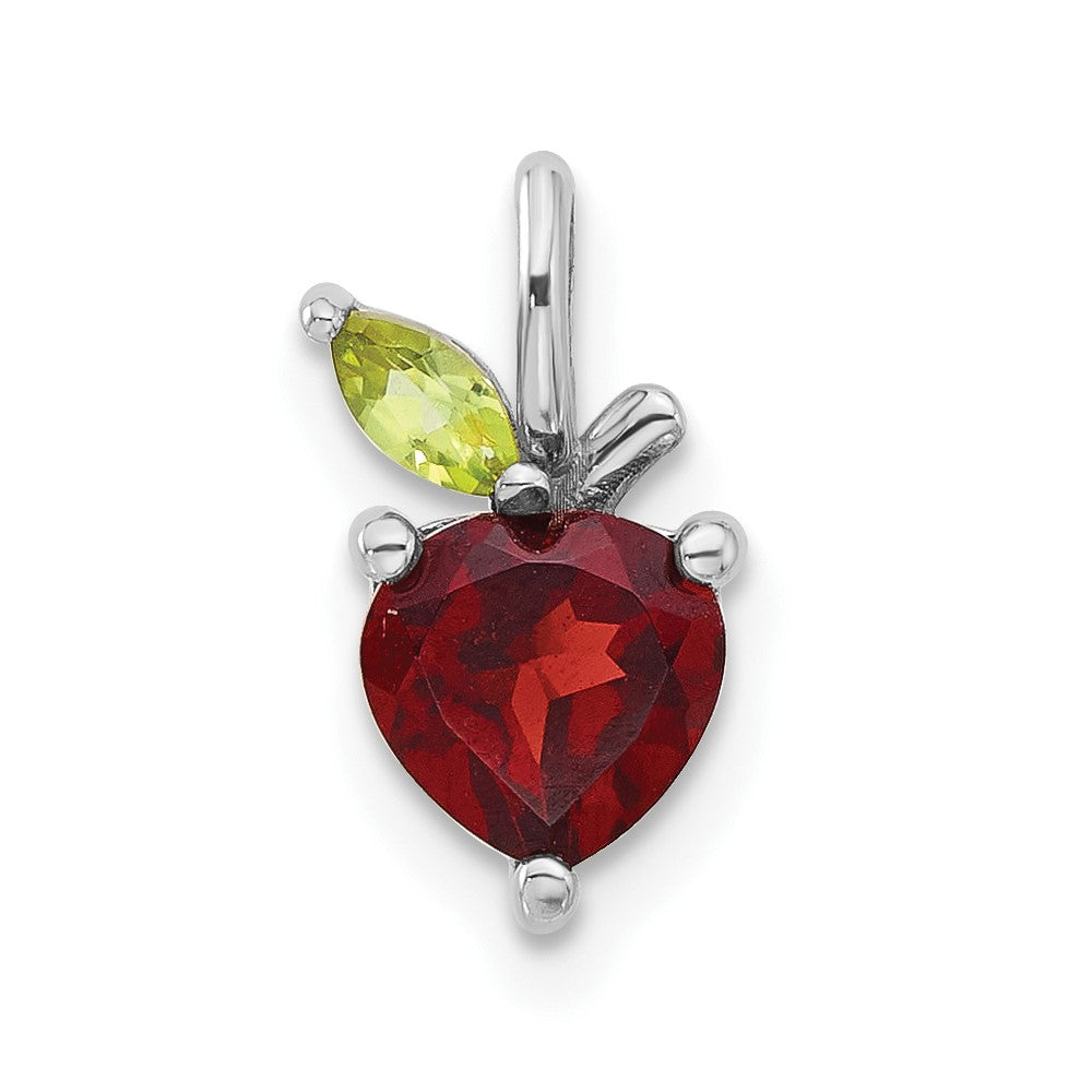 Sterlingsilber Rhodiniert Granat und Peridot Apple Anhänger