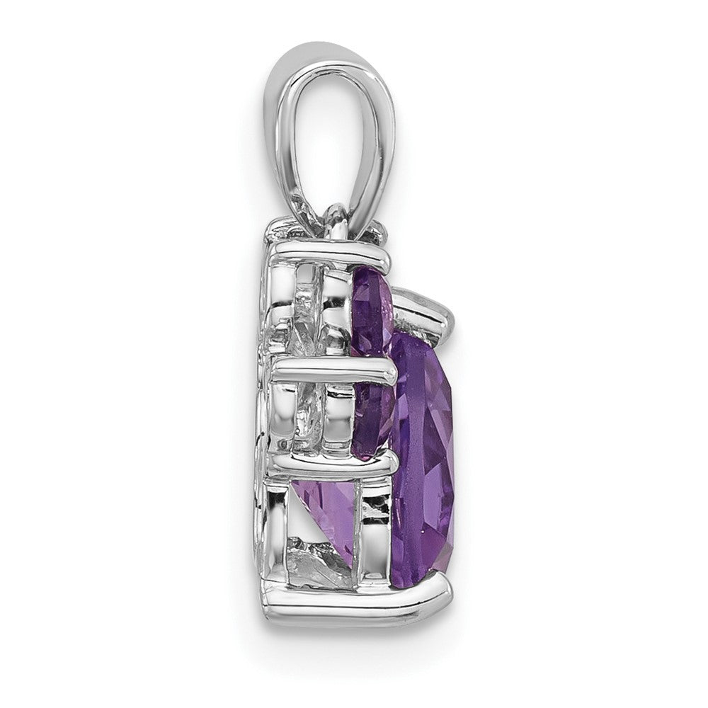 Sterlingsilber Rhodiniert Poliert Amethyst Paw Anhänger