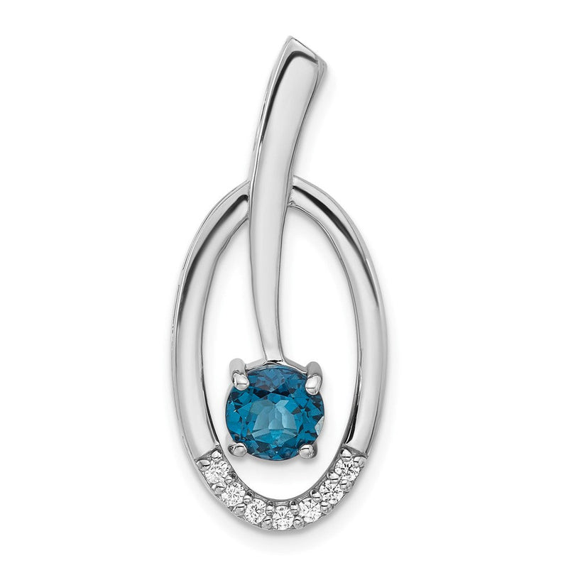 Sterlingsilber Rhodiniert London Blautopas und Zirkonia Kette Anhänger