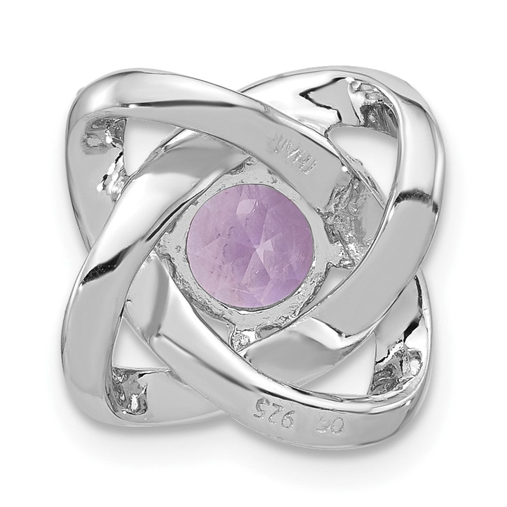 Sterlingsilber Rhodiniert Poliert Amethyst/cz Kette Anhänger
