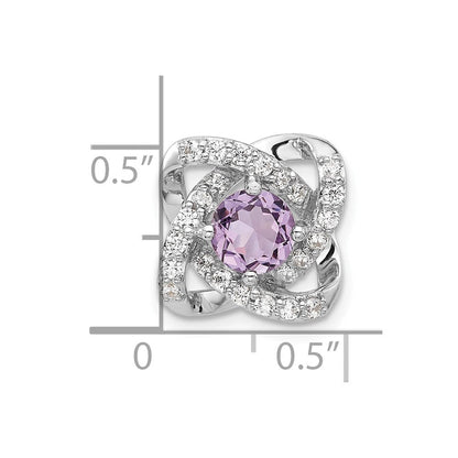 Sterlingsilber Rhodiniert Poliert Amethyst/cz Kette Anhänger