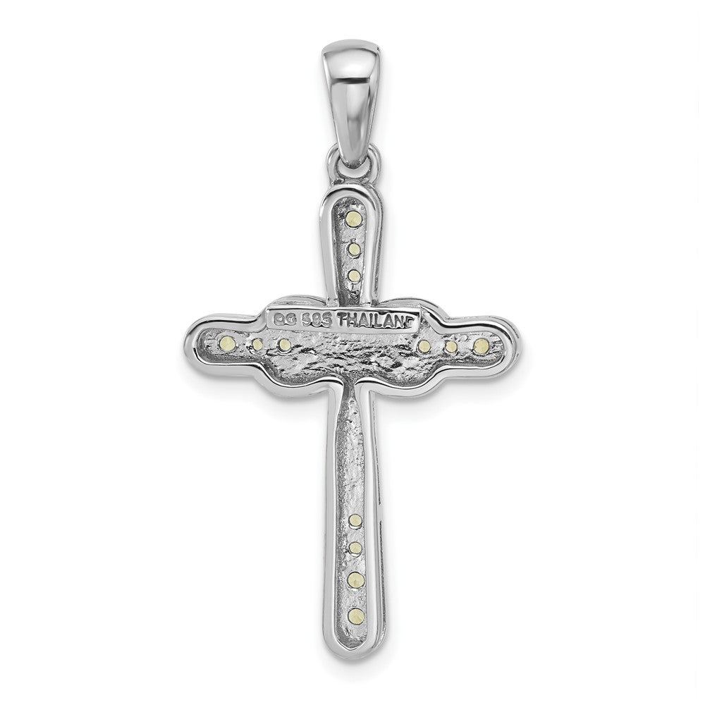 Sterlingsilber Rhodiniert Peridot Unendlichkeit Kreuz Anhänger