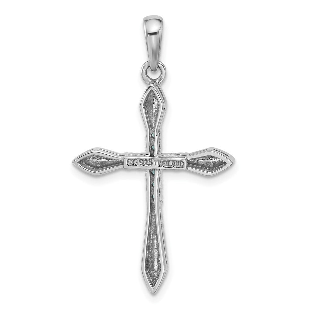 Sterlingsilber Rhodiniert London Blautopas Kreuz Anhänger