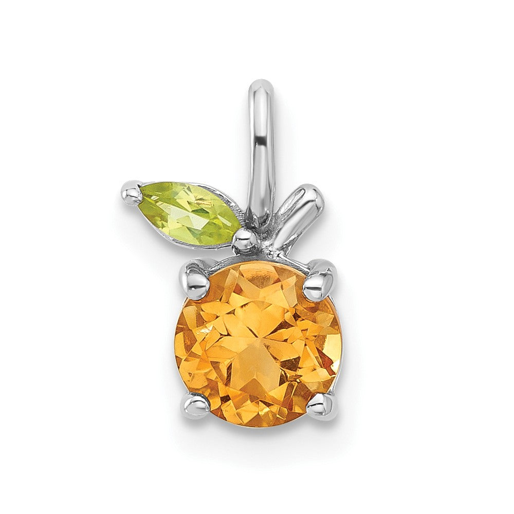 Sterlingsilber Rhodiniert Citrin und Peridot Orange Anhänger