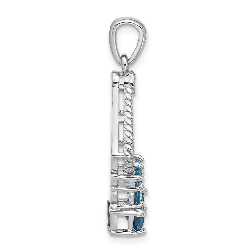 Sterlingsilber Rhodiniert London und Licht Schweizer Blautopas Anhänger