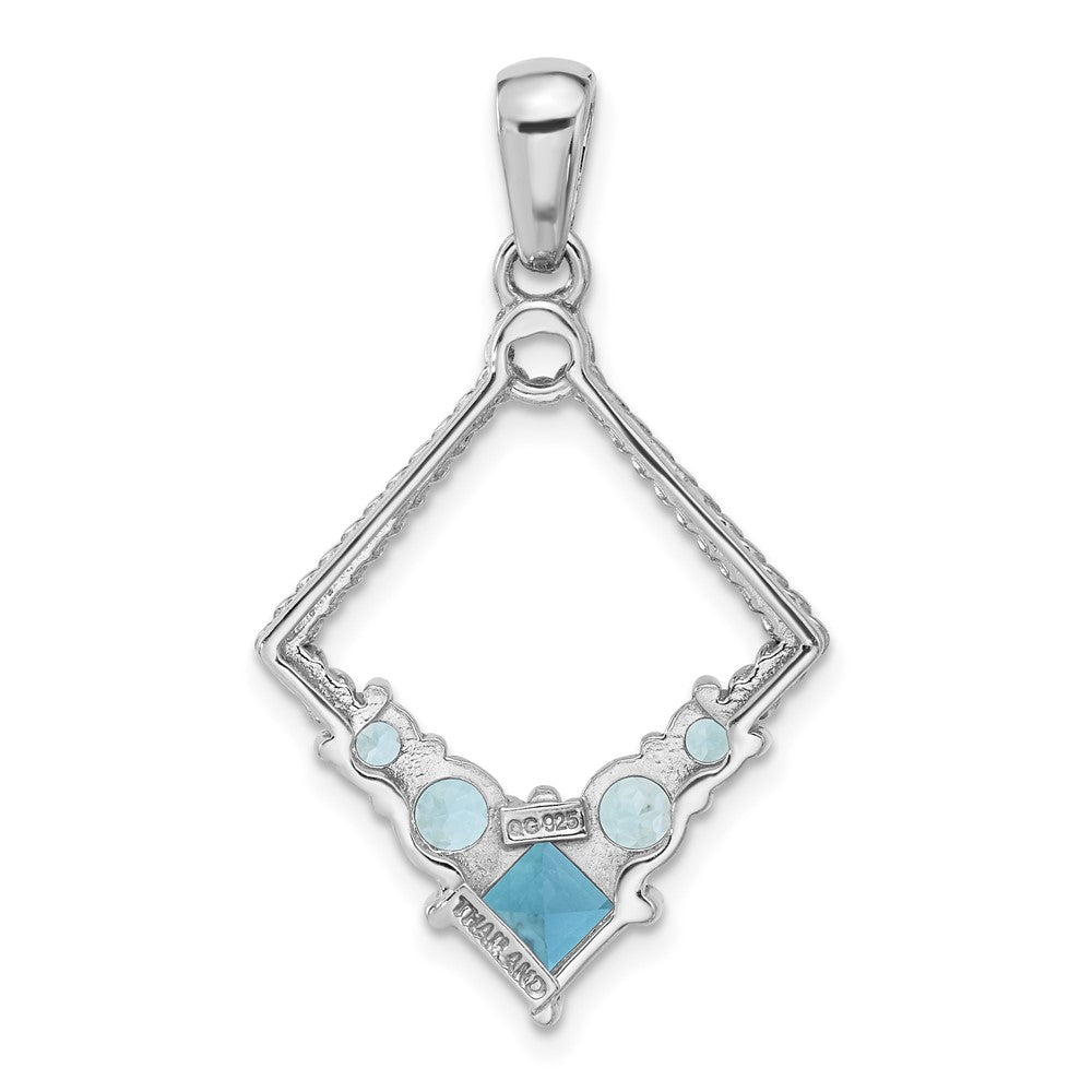 Sterlingsilber Rhodiniert London und Licht Schweizer Blautopas Anhänger