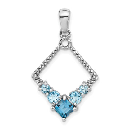 Sterlingsilber Rhodiniert London und Licht Schweizer Blautopas Anhänger
