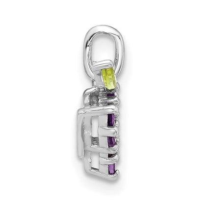 Sterlingsilber Rhodiniert Amethyst und Peridot Grapes Anhänger