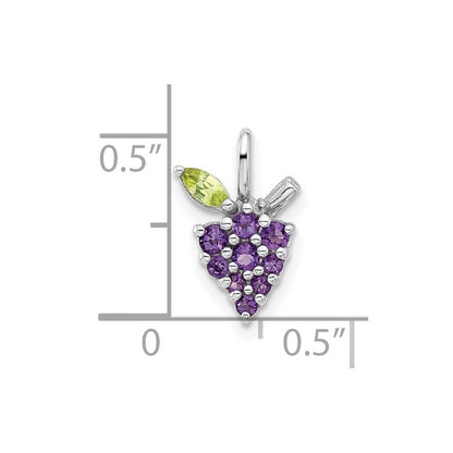 Sterlingsilber Rhodiniert Amethyst und Peridot Grapes Anhänger