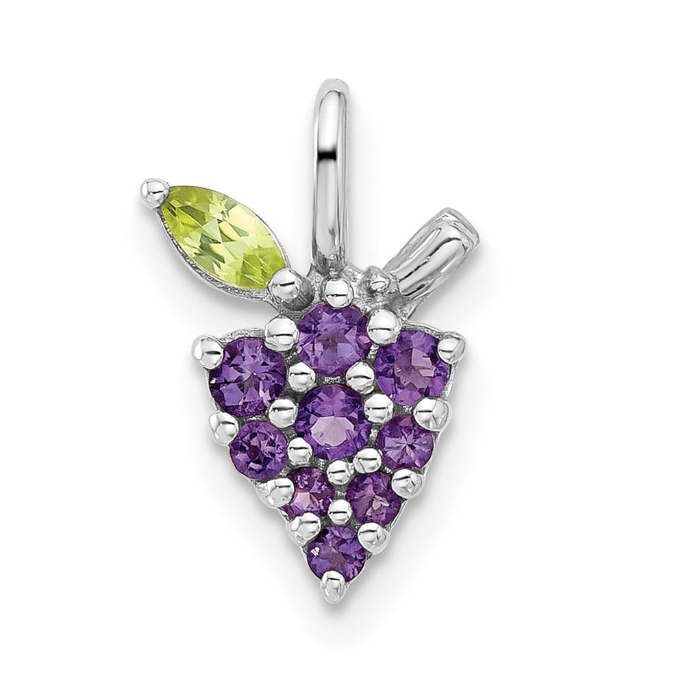 Sterlingsilber Rhodiniert Amethyst und Peridot Grapes Anhänger