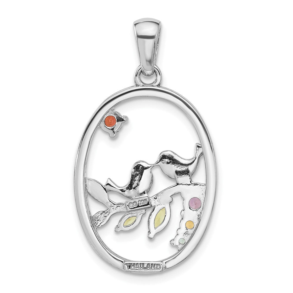 Sterlingsilber Rhodiniert Regenbogen Multi Edelstein Vogel Anhänger