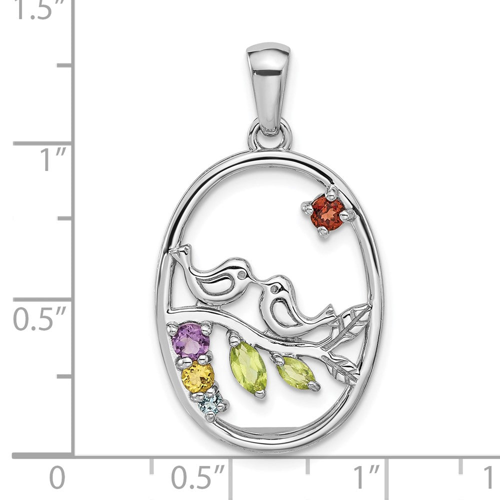 Sterlingsilber Rhodiniert Regenbogen Multi Edelstein Vogel Anhänger